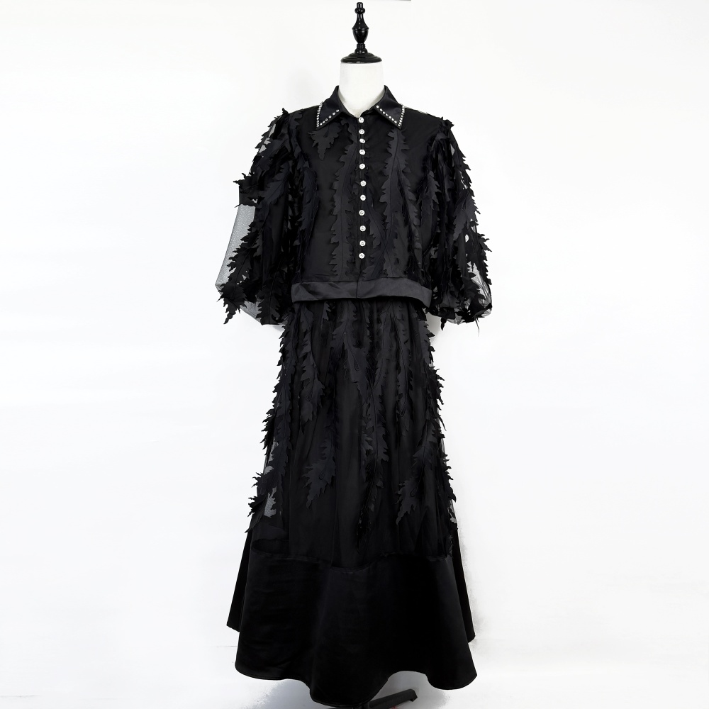 Splice gauze embroidery European style beading dress a set