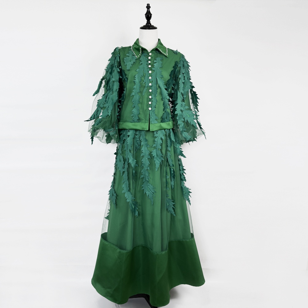 Splice gauze embroidery European style beading dress a set