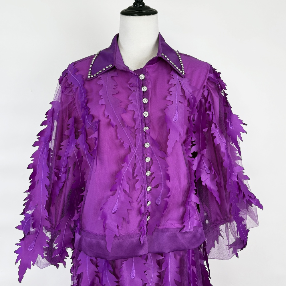 Splice gauze embroidery European style beading dress a set