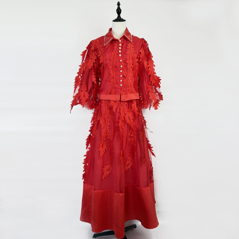 Splice gauze embroidery European style beading dress a set