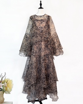 Serpentine lady elegant vacation printing long dress