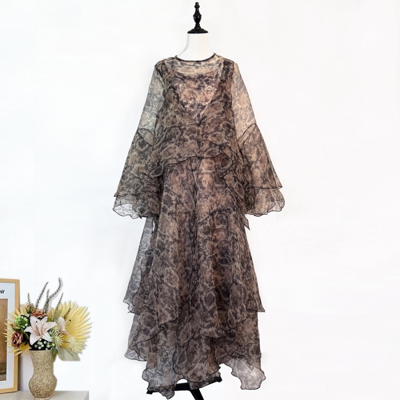 Serpentine lady elegant vacation printing long dress