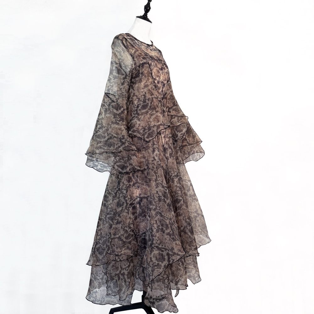 Serpentine lady elegant vacation printing long dress