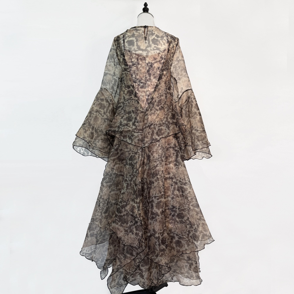 Serpentine lady elegant vacation printing long dress