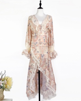 High waist light luxury tops long sleeve short skirt a set