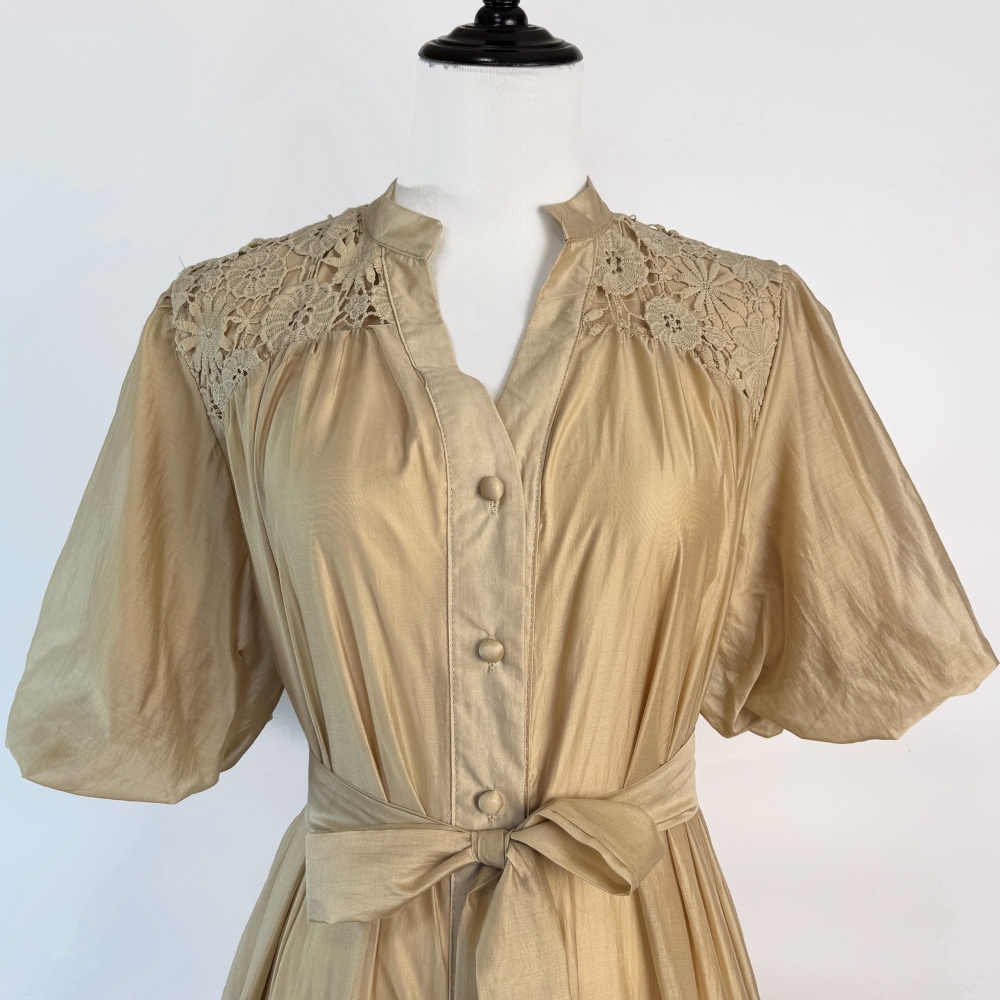 Niche pure dress lace splice long dress for women