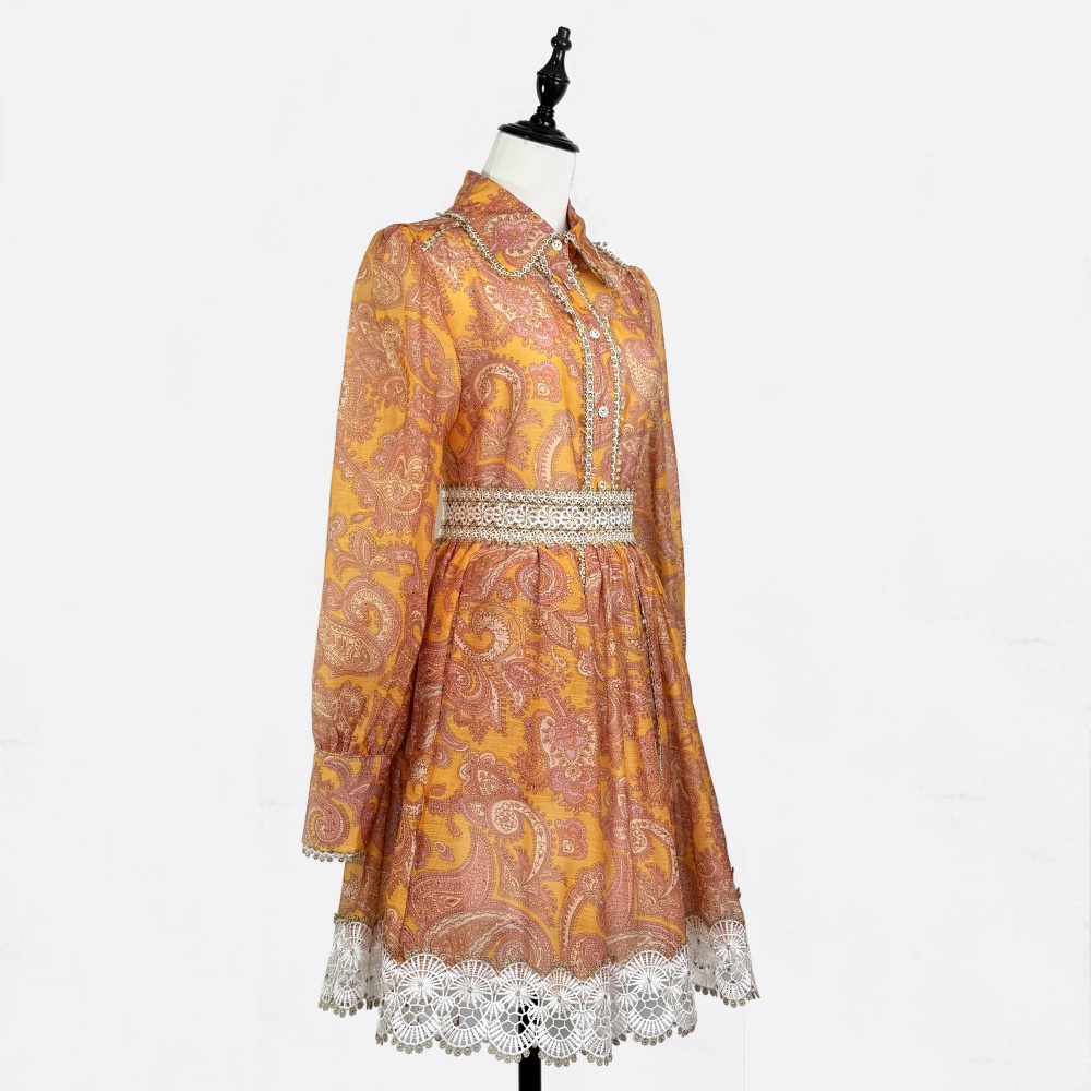 High waist long sleeve shirt lapel skirt a set