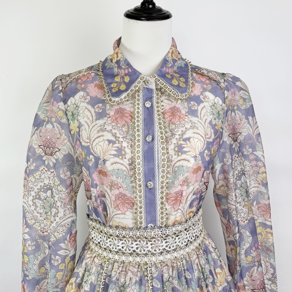 High waist long sleeve shirt lapel skirt a set