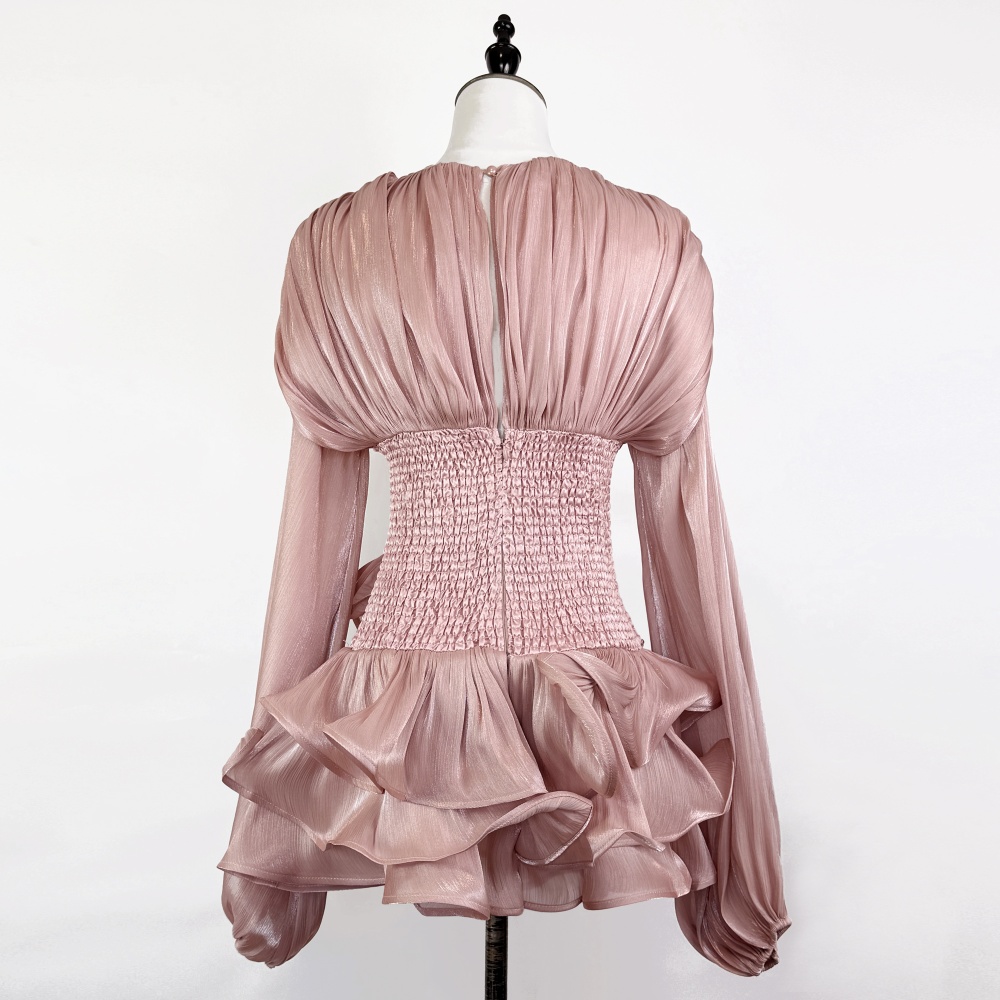 Lotus leaf edges elegant temperament slim stereoscopic dress