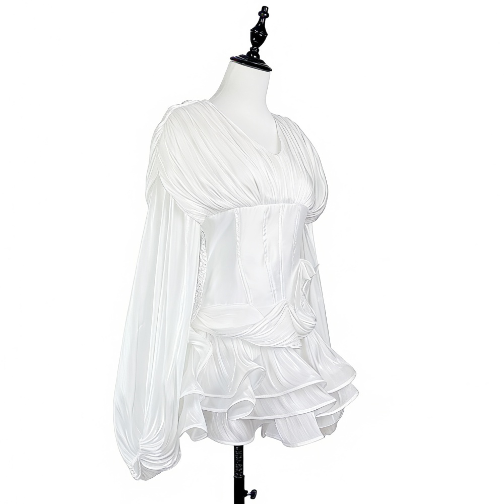 Lotus leaf edges elegant temperament slim stereoscopic dress