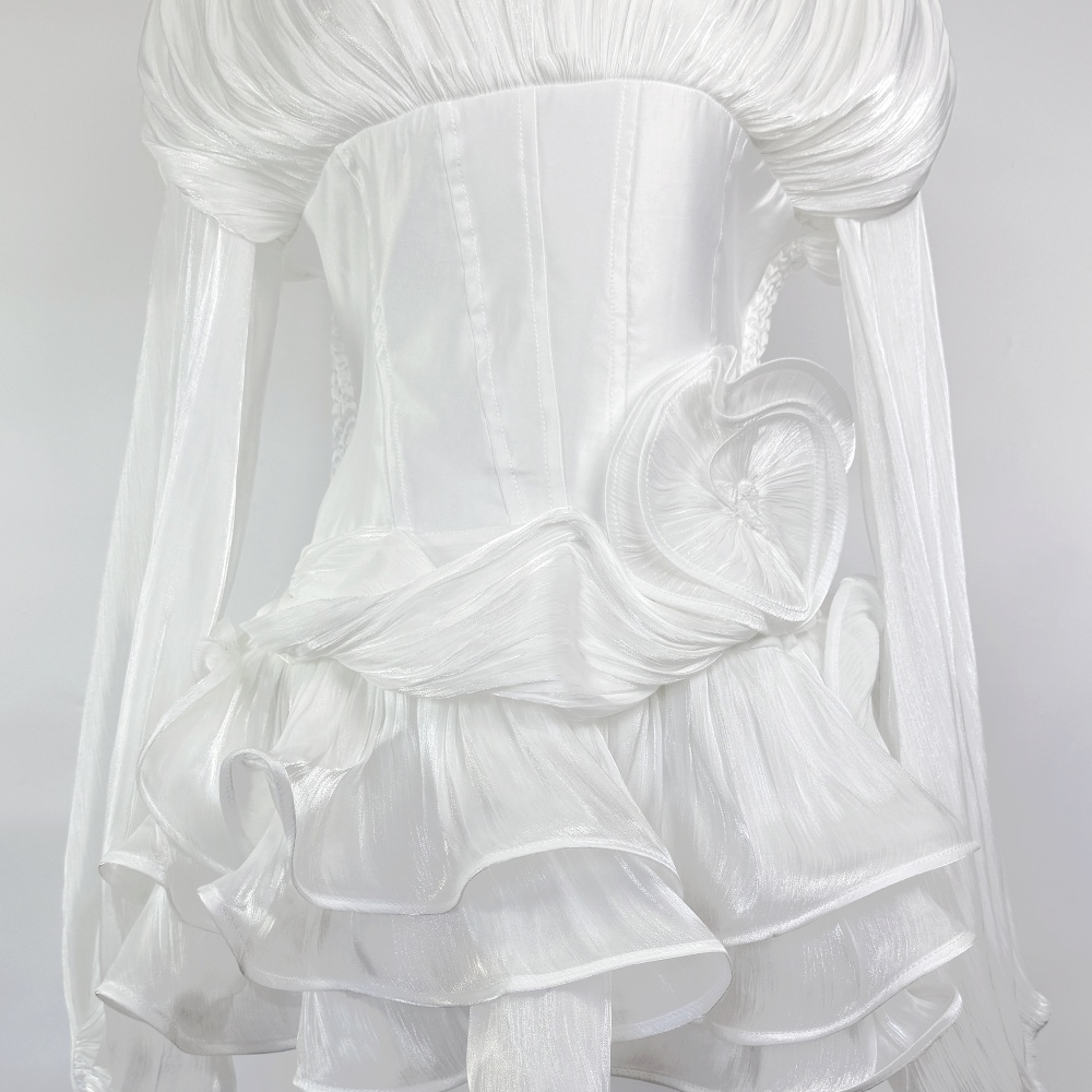 Lotus leaf edges elegant temperament slim stereoscopic dress