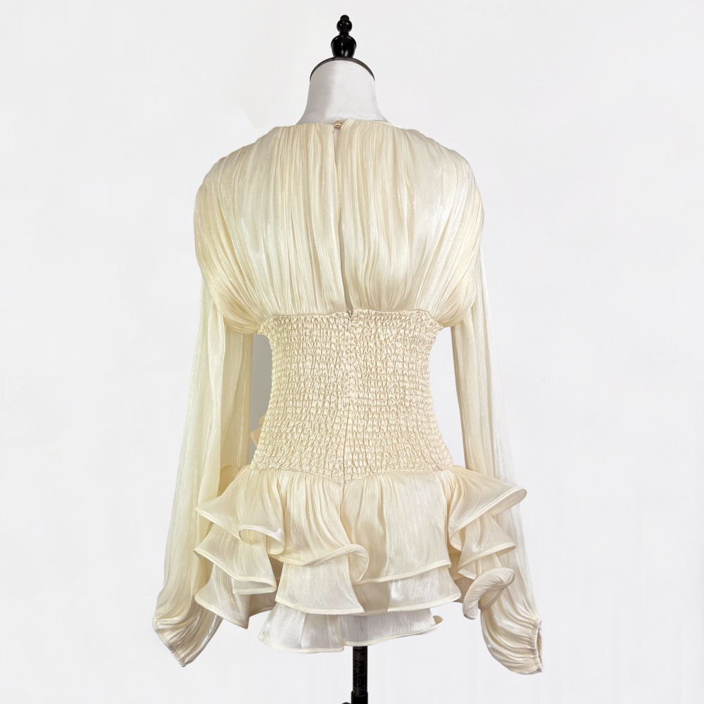 Lotus leaf edges elegant temperament slim stereoscopic dress