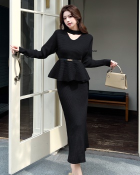 Lotus leaf edges tops with belt skirt 3pcs set