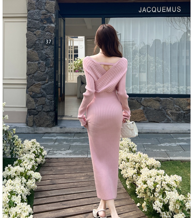Package hip V-neck long dress enticement dress