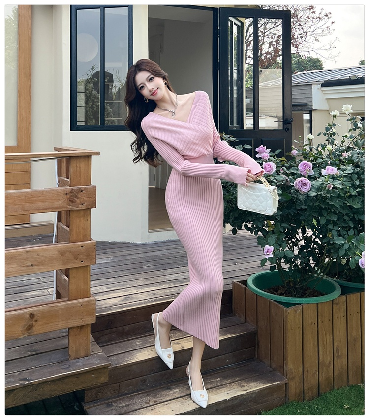 Package hip V-neck long dress enticement dress