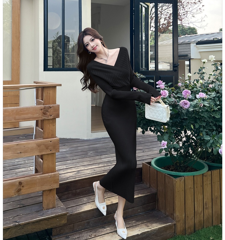 Package hip V-neck long dress enticement dress