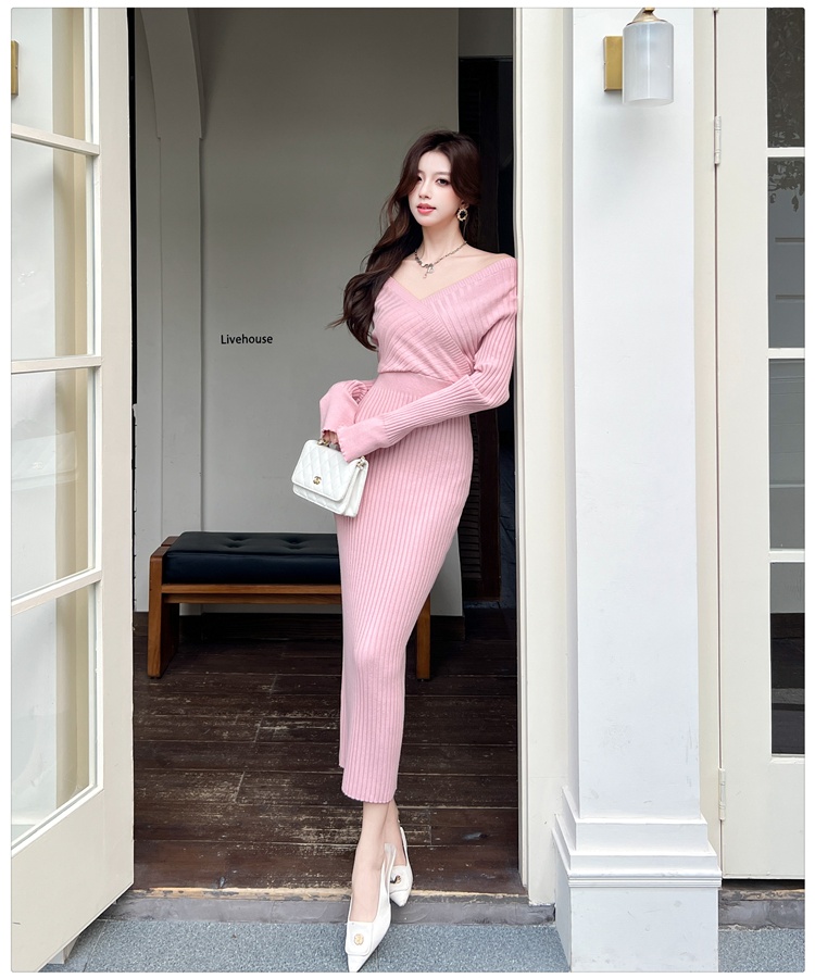 Package hip V-neck long dress enticement dress