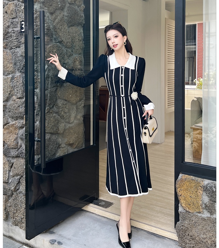 Flowers long dress pinched waist dress for women