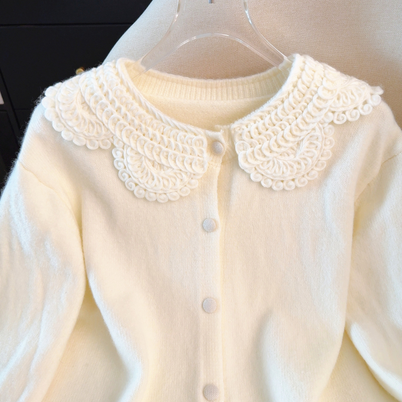 Chanelstyle loose tops knitted doll collar sweater for women