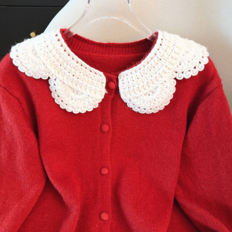 Chanelstyle loose tops knitted doll collar sweater for women