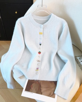 Spring colors loose sweater buckle unique cardigan for women
