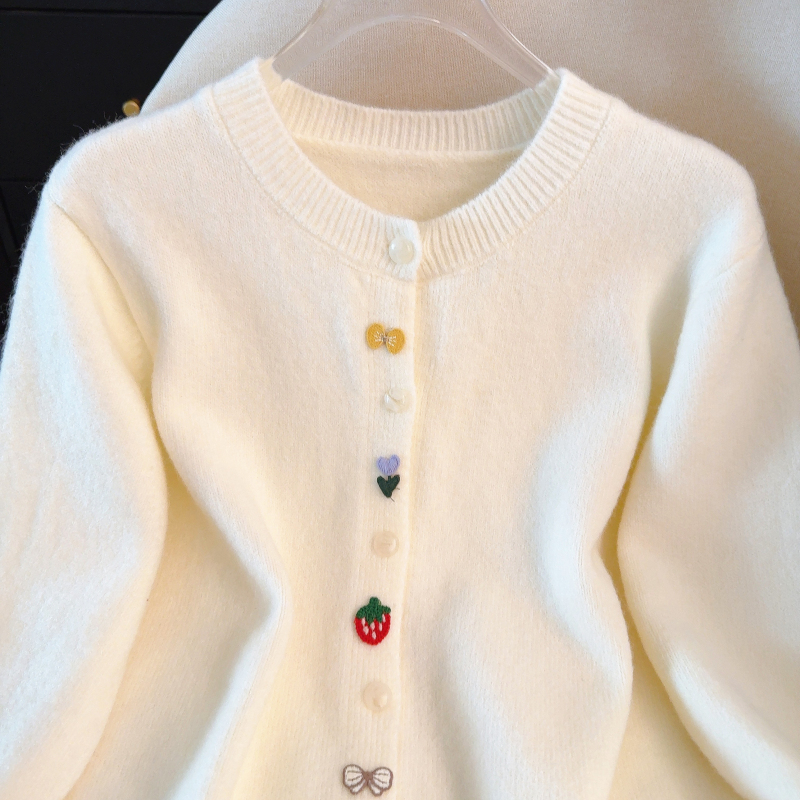 Spring colors loose sweater buckle unique cardigan for women