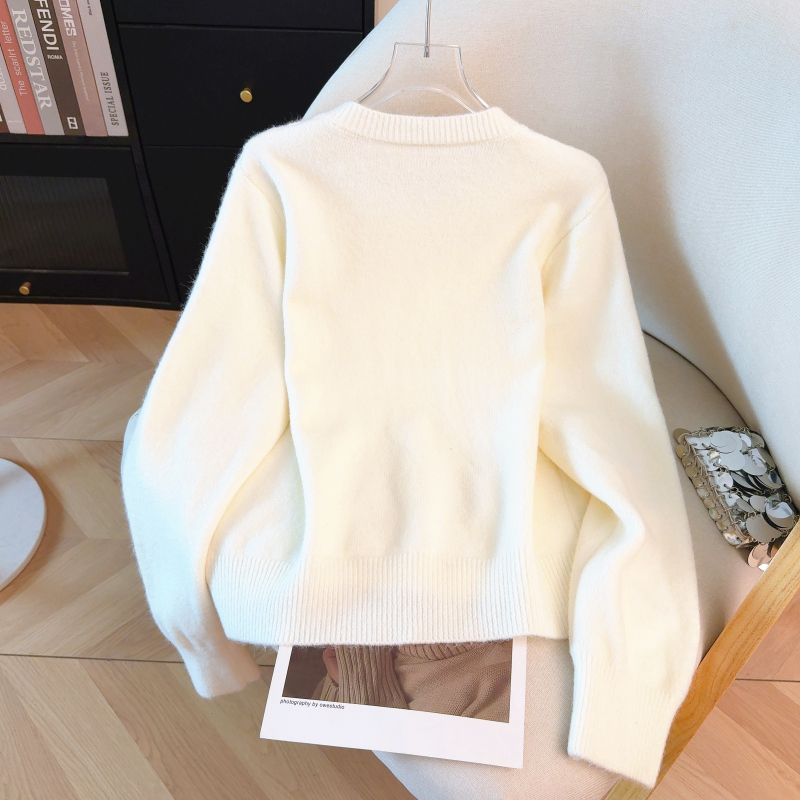Spring colors loose sweater buckle unique cardigan for women