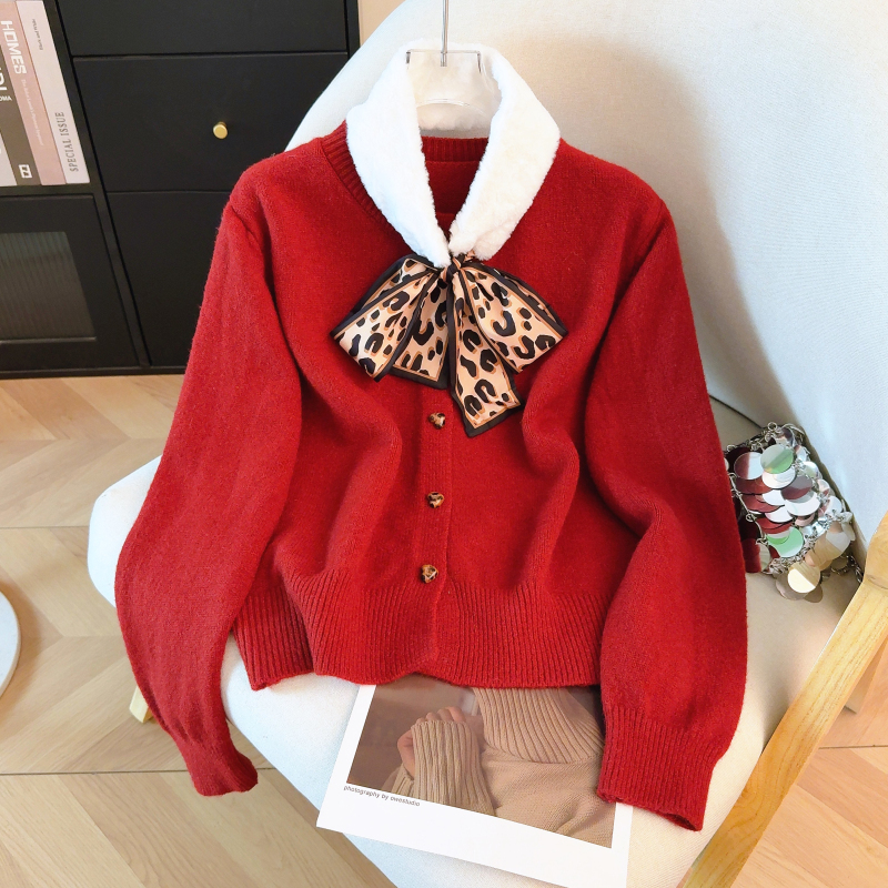 Spring all-match scarves pullover leopard tops