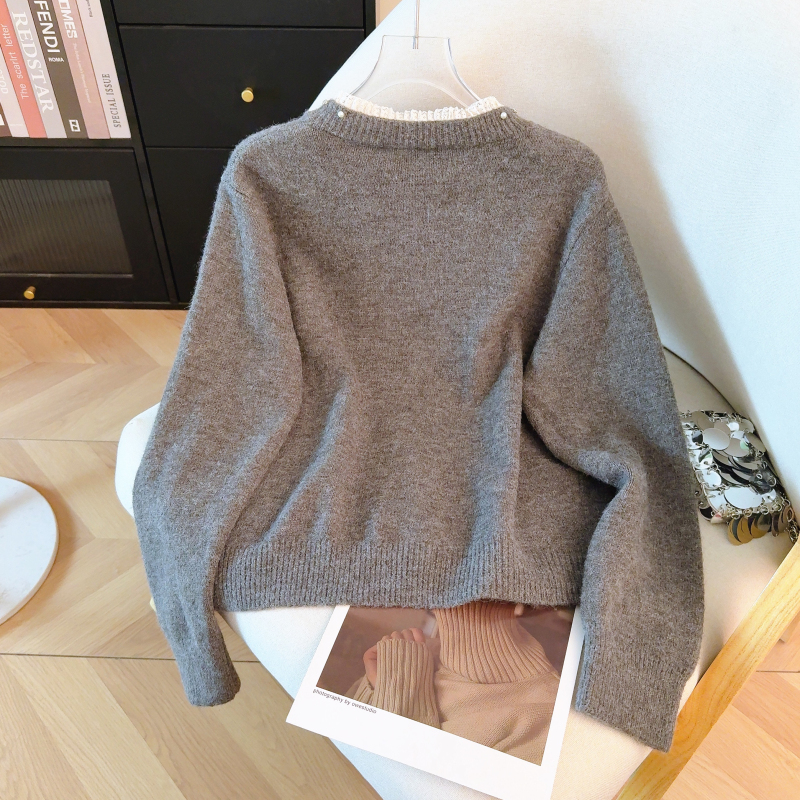 Temperament slim cardigan knitted coat for women