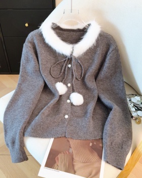 Spring red cardigan knitted coat