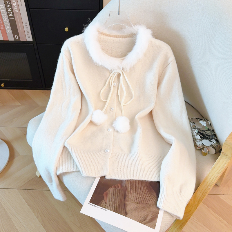 Spring red cardigan knitted coat