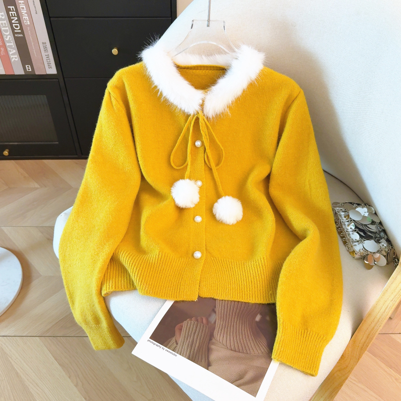 Spring red cardigan knitted coat