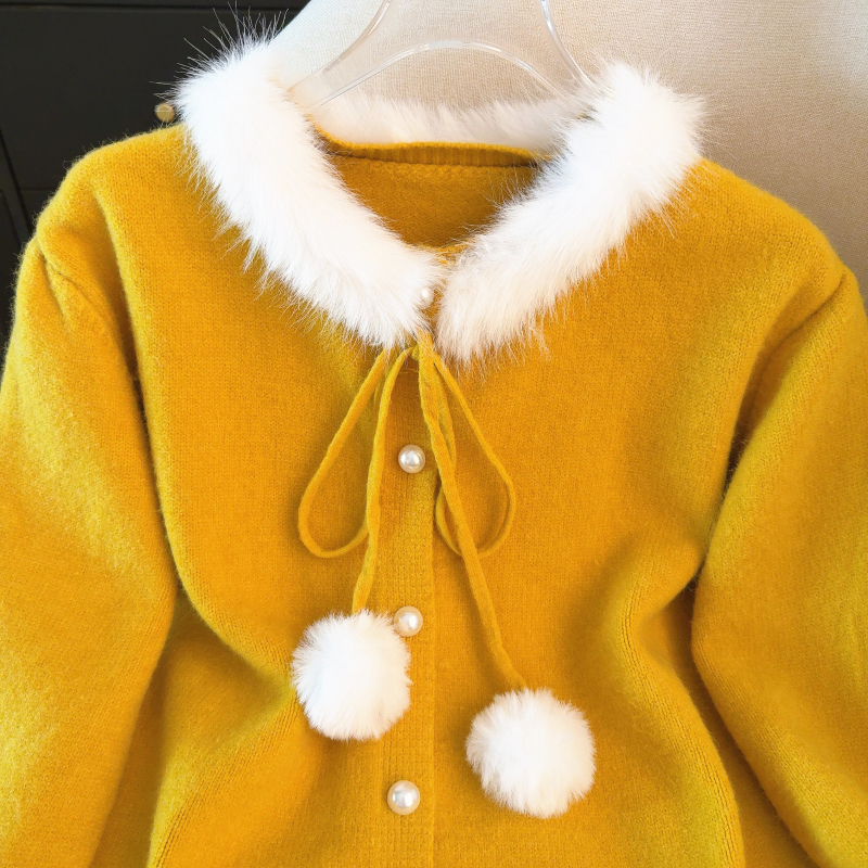 Spring red cardigan knitted coat