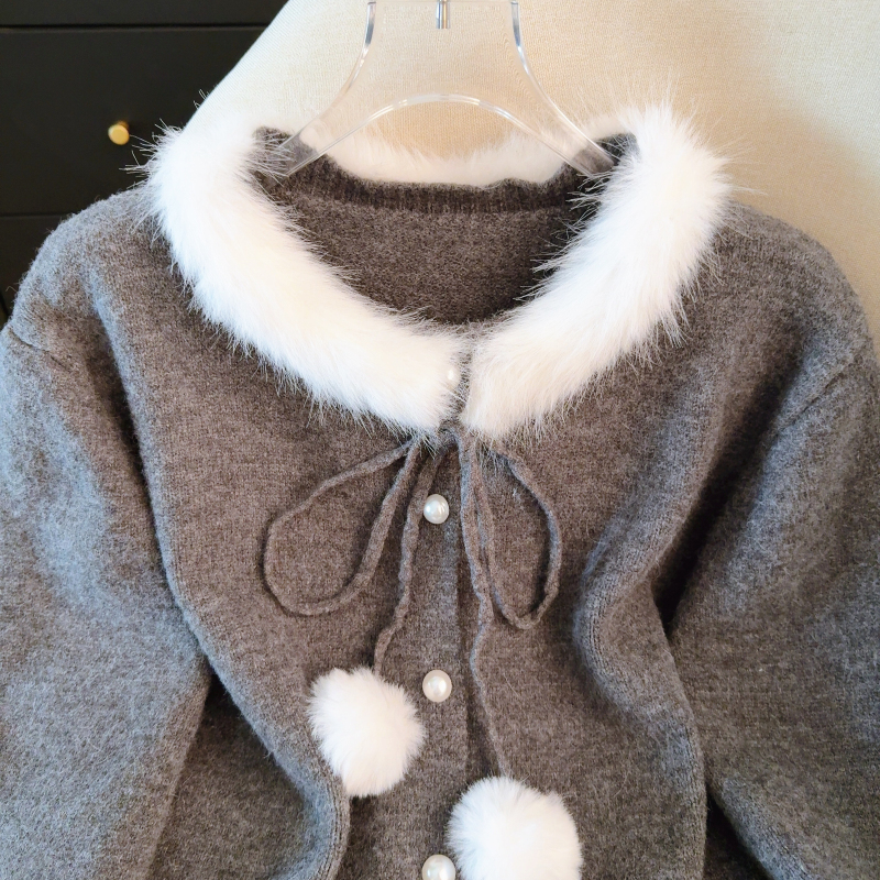 Spring red cardigan knitted coat