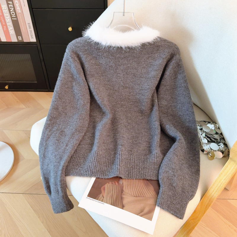 Spring red cardigan knitted coat