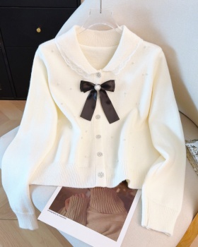 Pinched waist sweet jacket beading cardigan for women