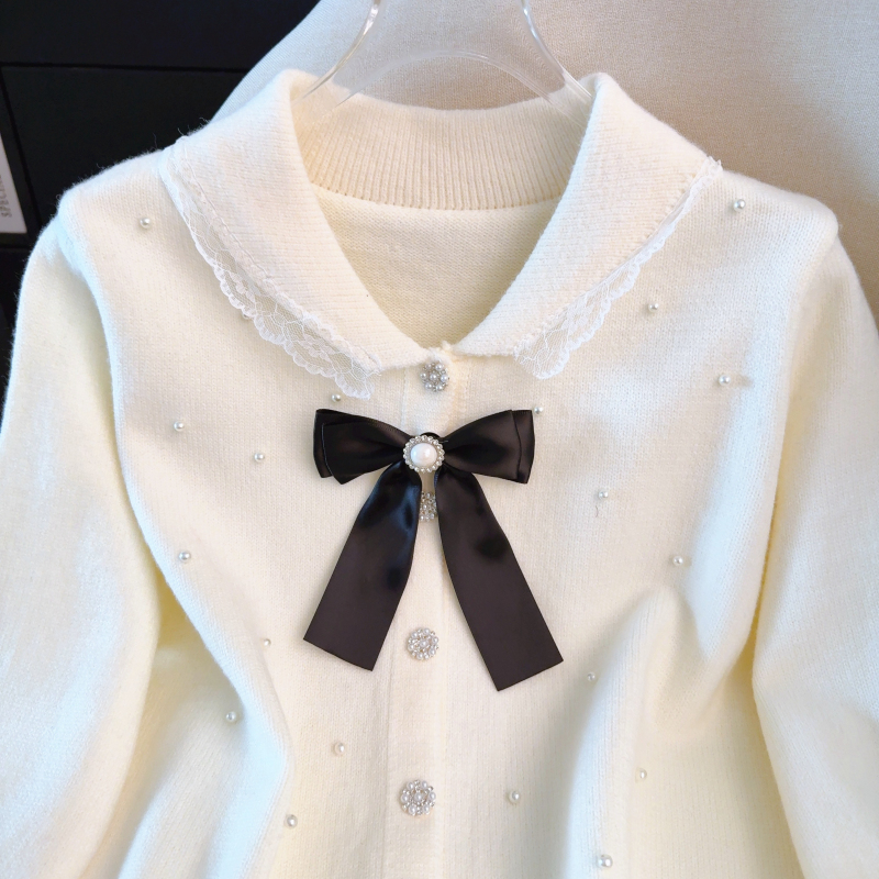 Pinched waist sweet jacket beading cardigan for women