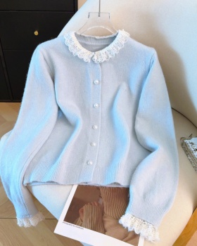 Loose tender spring coat lace red sweater for women