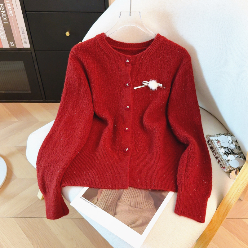 Red chanelstyle sweater France style spring coat