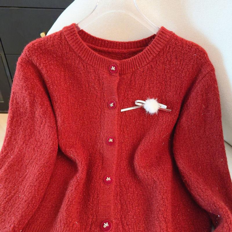 Red chanelstyle sweater France style spring coat