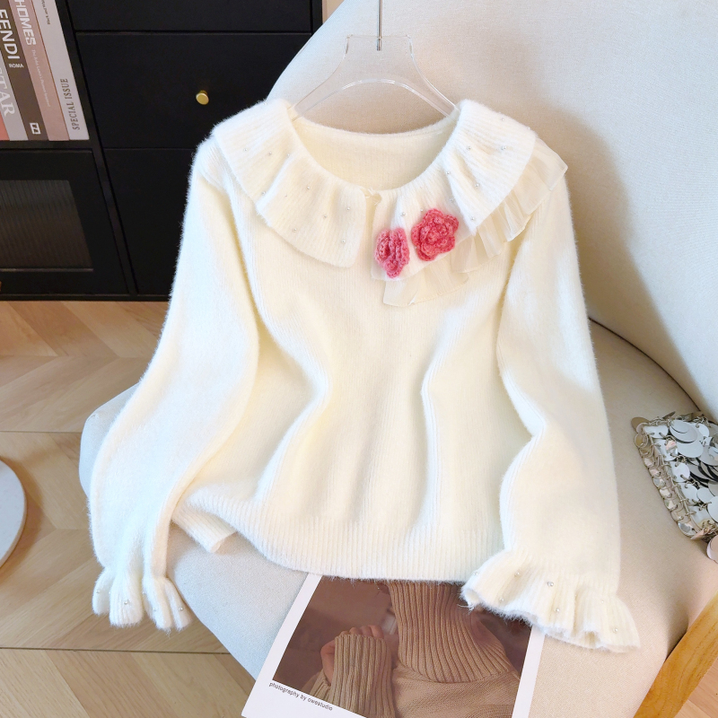 Winter flowers tops tender sweater for women