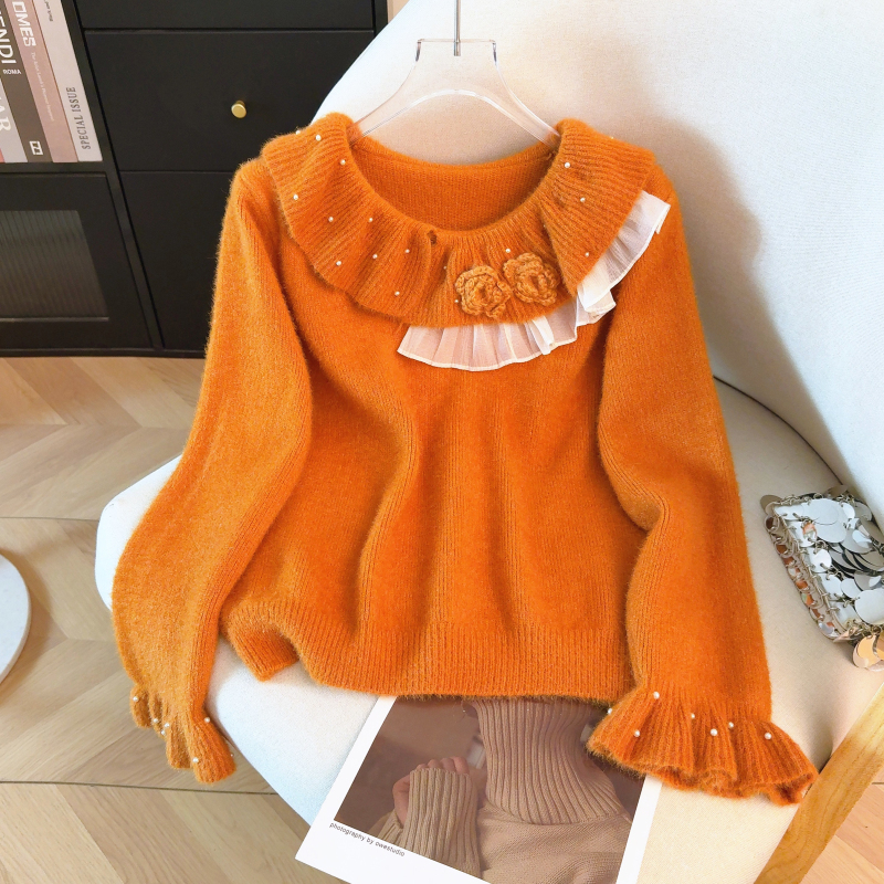 Winter flowers tops tender sweater for women