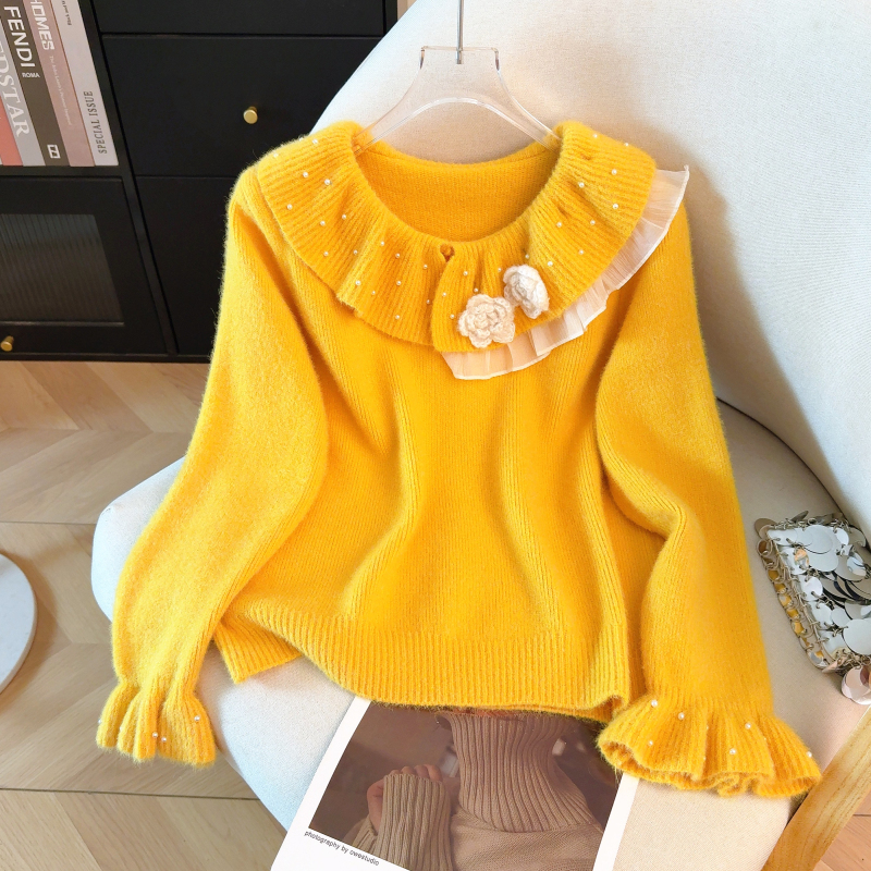 Winter flowers tops tender sweater for women