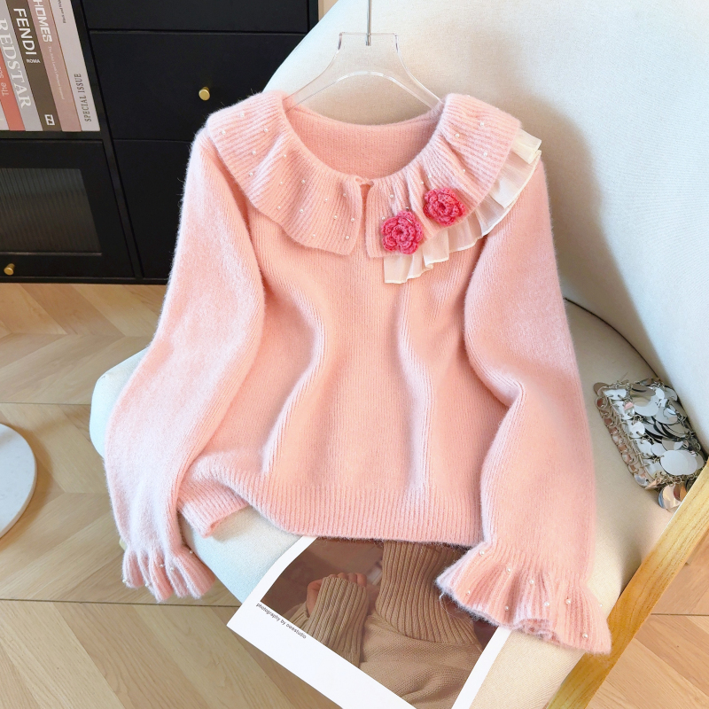 Winter flowers tops tender sweater for women