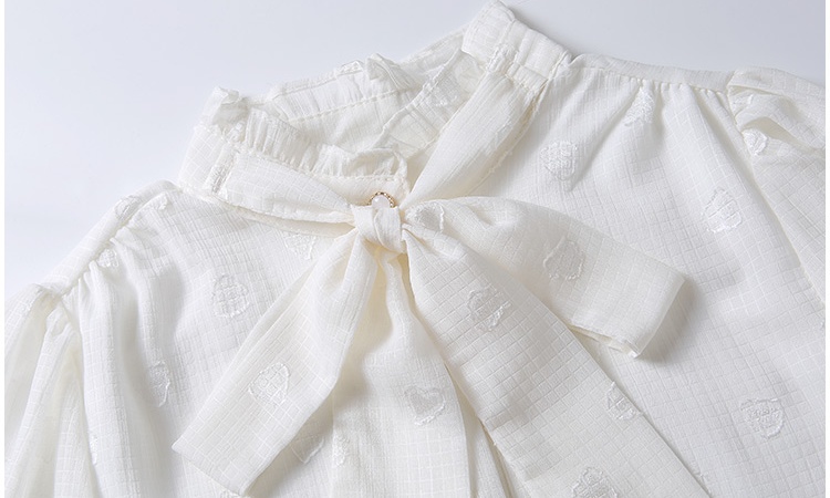 Apricot bow shirt spring cstand collar tops for women