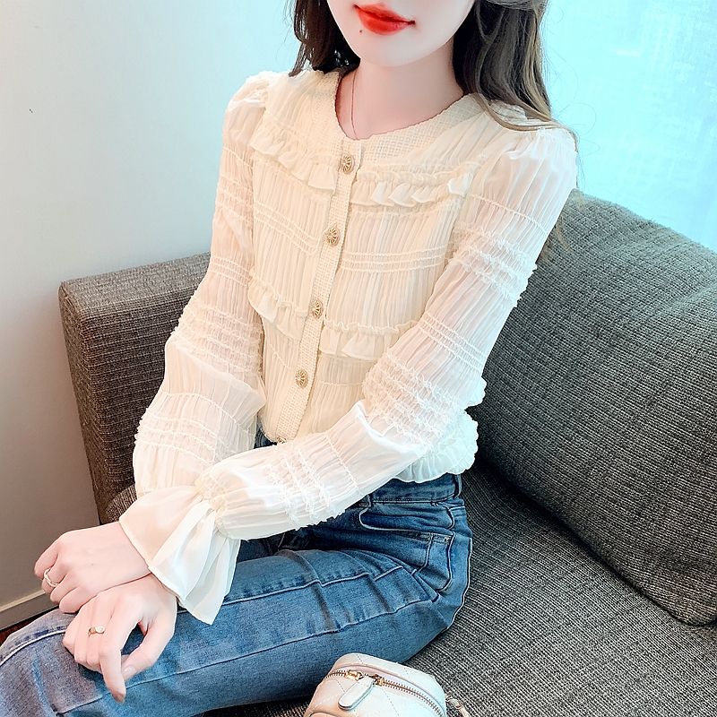 Spring and autumn chiffon shirt small shirt for women