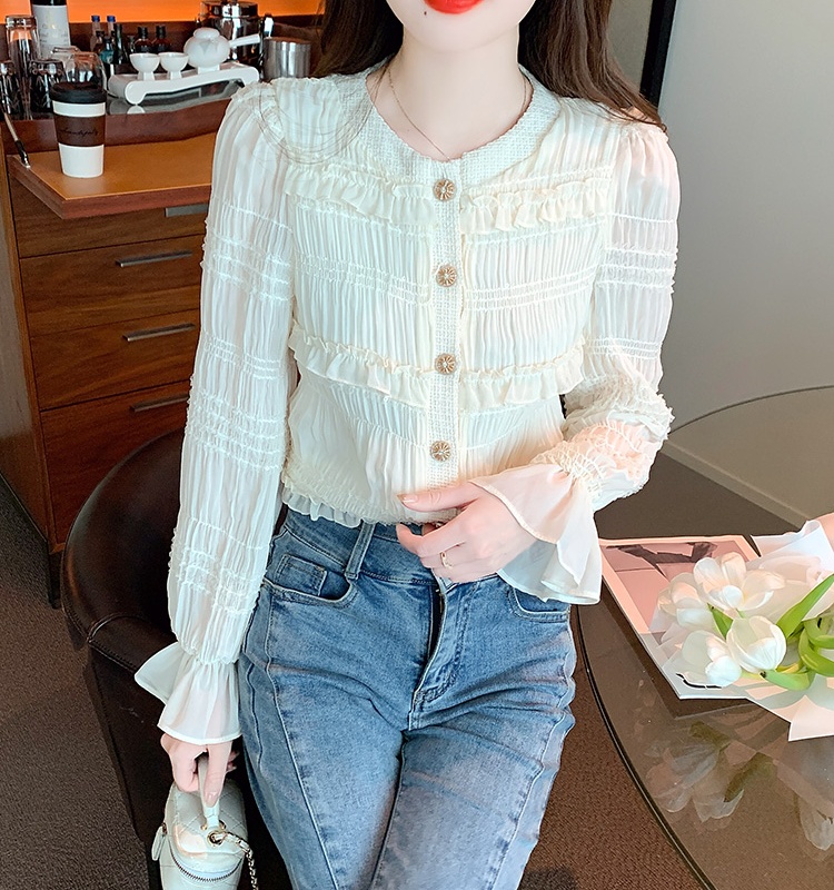 Spring and autumn chiffon shirt small shirt for women
