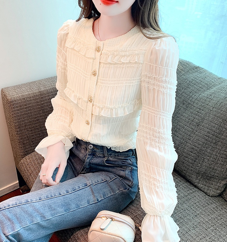 Spring and autumn chiffon shirt small shirt for women