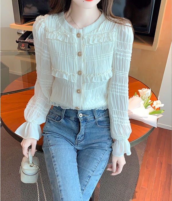 Spring and autumn chiffon shirt small shirt for women
