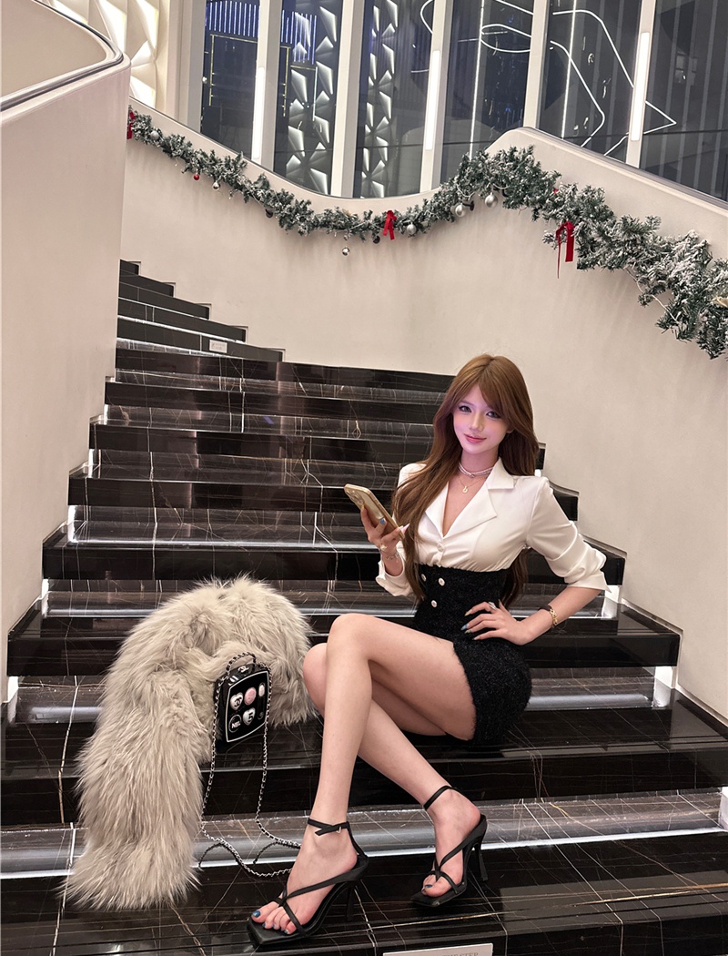 Sexy high waist dress Pseudo-two package hip shirt